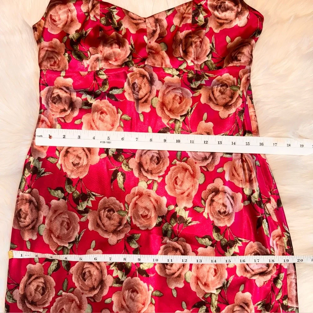 Wild Fable Women’s Satin Maxi Dress Red Floral Bodycon Size M NWT - Picture 12 of 16